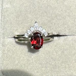 NEW Natural Garnet and zircon silver S925 rings